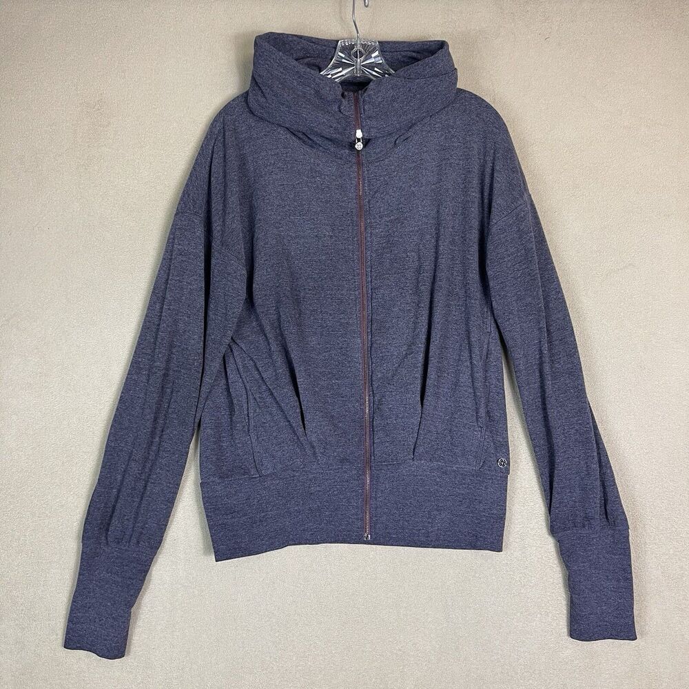 Sweaty Betty Sweater Womens M Purple Full Zip Turtle Neck Pockets Athletic Adult